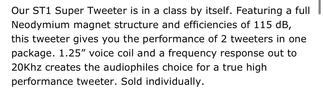 Neo tweeter ST1 Mmatts Built Not Bought Custom Designs