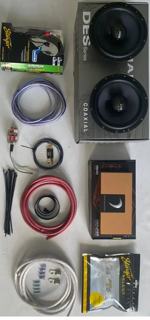 Wiring Kit - 2 Speaker Set Up with Amplifier & 2x6 inch Coaxial Speakers Built Not Bought Custom Designs