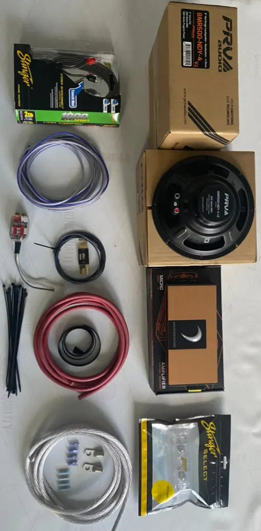Wiring Kit - 2 Speaker Set Up with Amplifier & 2x8 inch Mid Bass Speakers Built Not Bought Custom Designs
