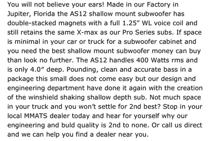 10” shallow sub MMATS AS10 Built Not Bought Custom Designs