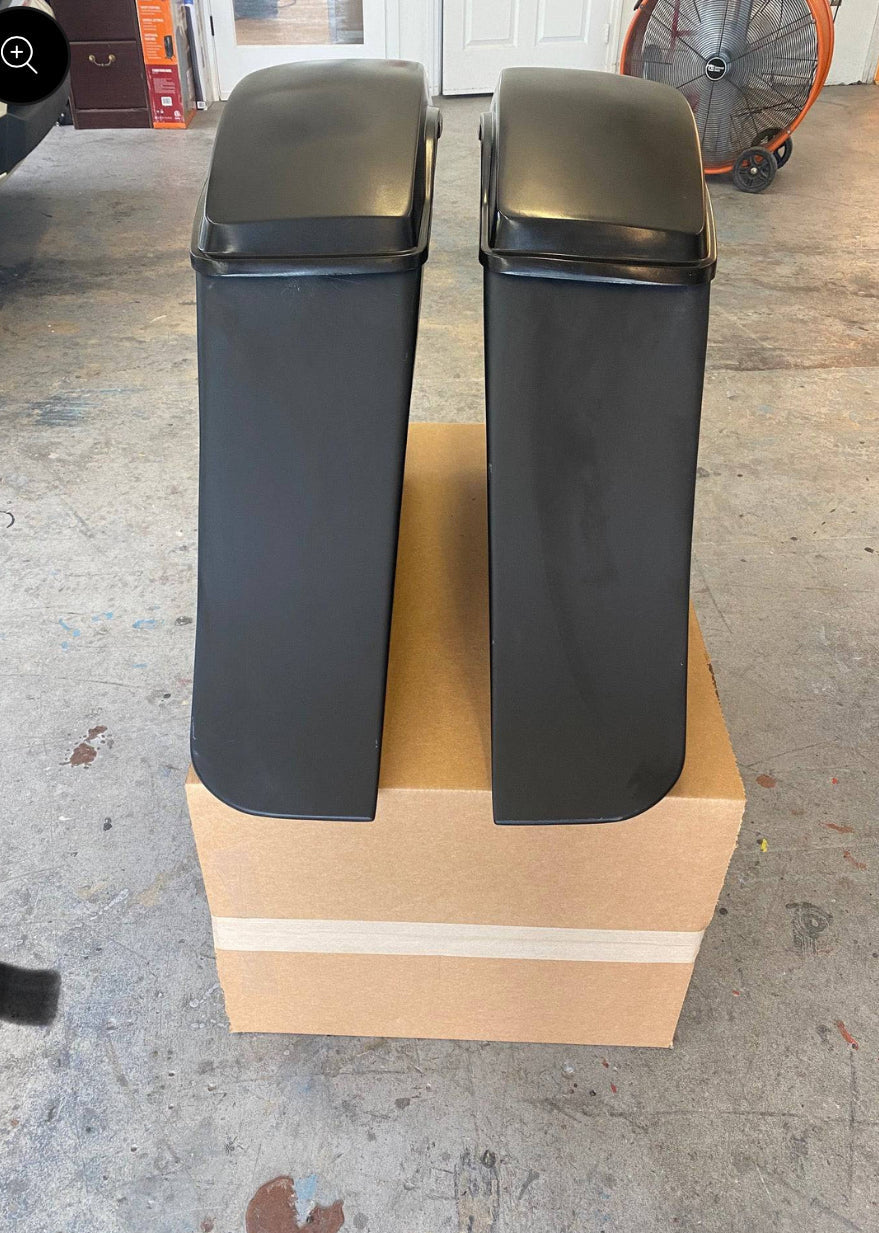 Harley Drop rail Audio Bags and Fender Built Not Bought Custom Designs