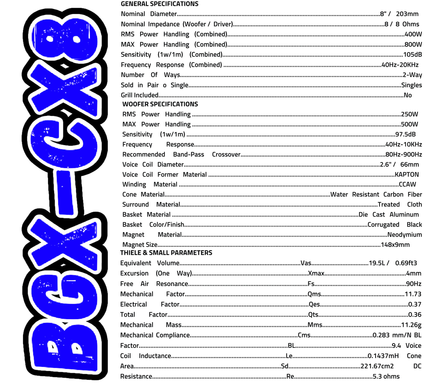 Sound qubed BGX-CX8 (Sold individually)