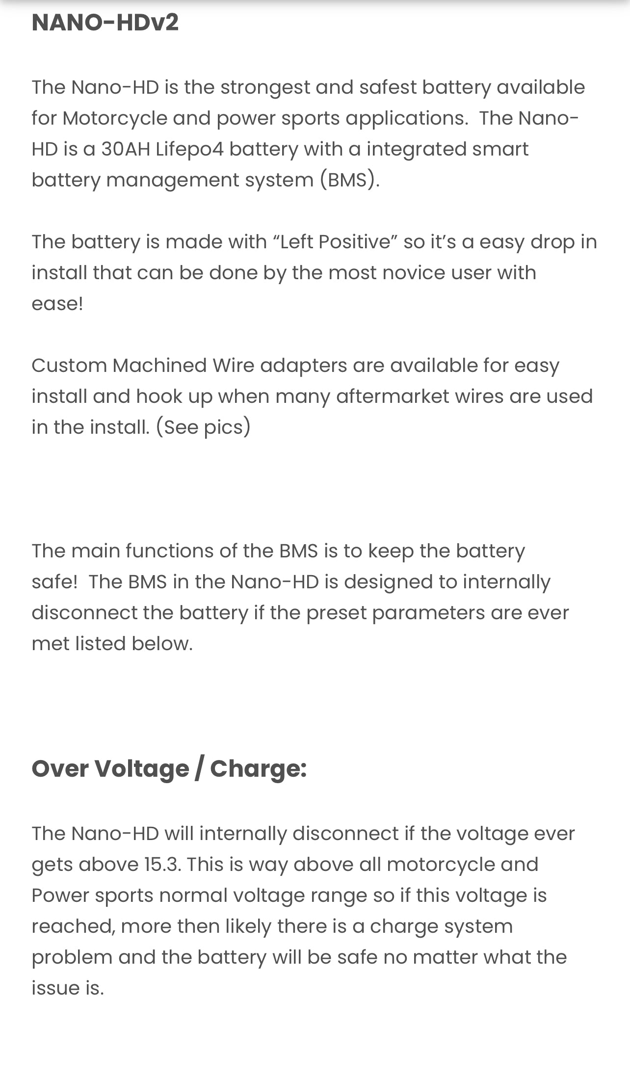 Nano HDv2 30AH Lithium Battery