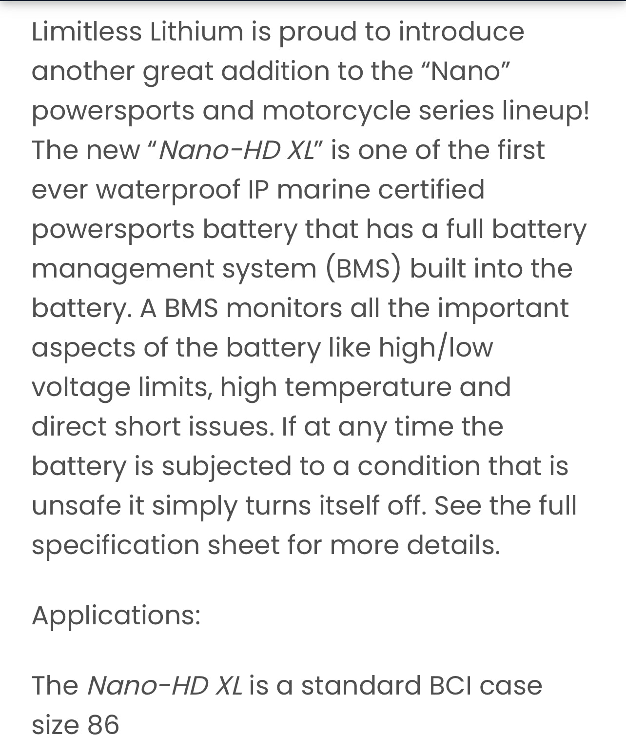 Nano HD XL 40AH Lithium Battery