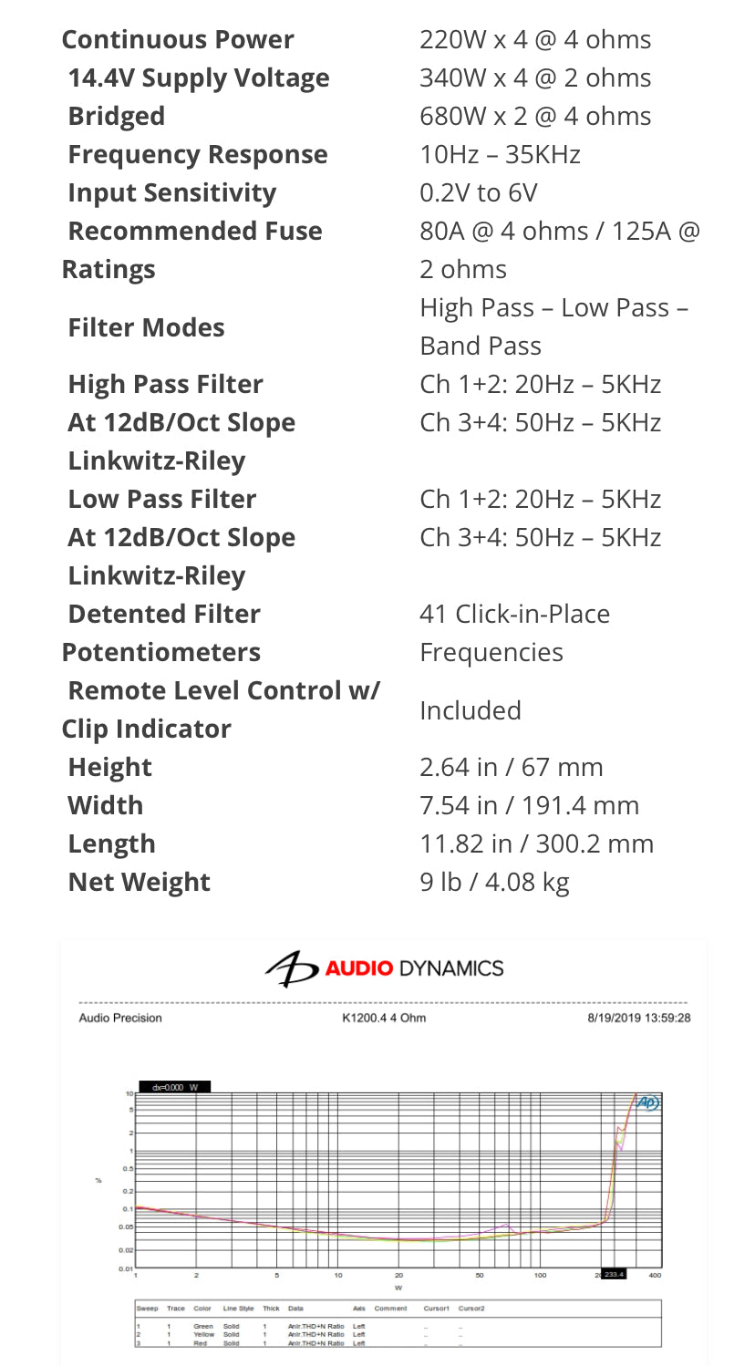 Audio Dynamics ADK 1200.4 Amplifier