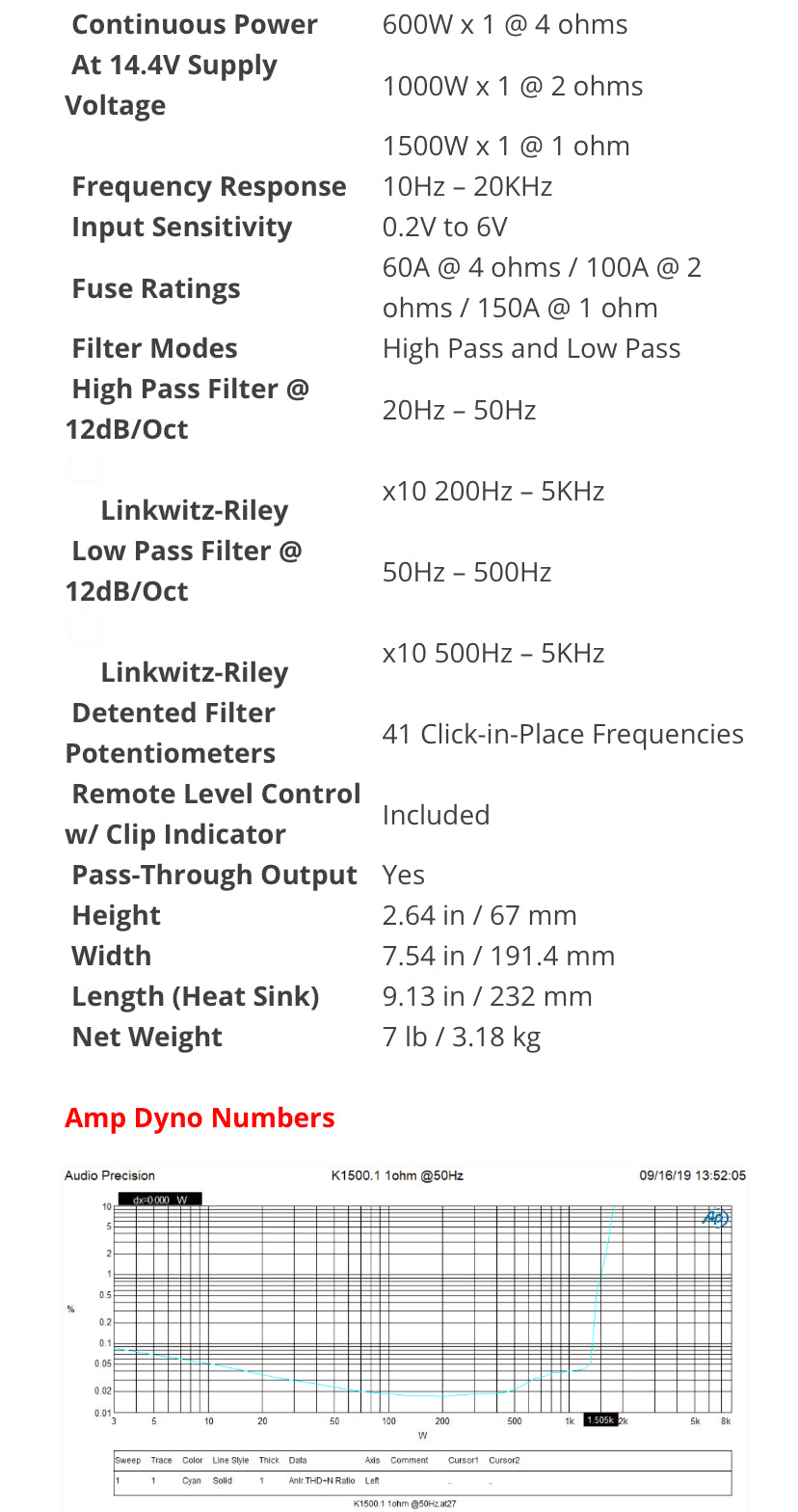 Audio Dynamics ADK 1500.1 Amplifier