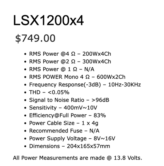 MMATS LSX 1200x4 Amplifier BikeLifeAudio